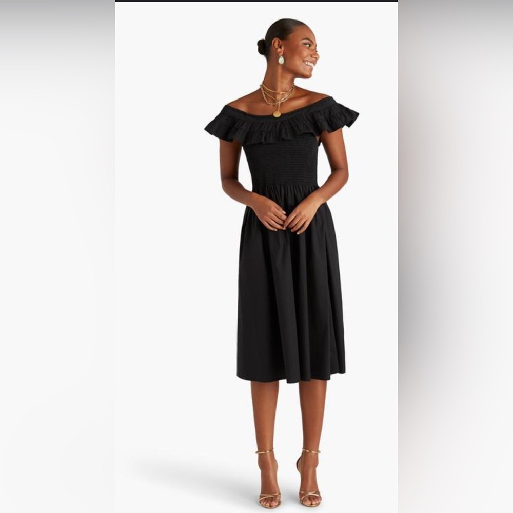 Hill House Black Ruffle Midi Dress akilah